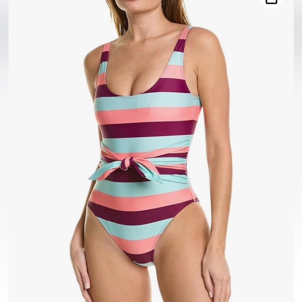 TANYA TAYLOR Daphne Striped One-Piece Swimsuit - Salmon Rose Strip
